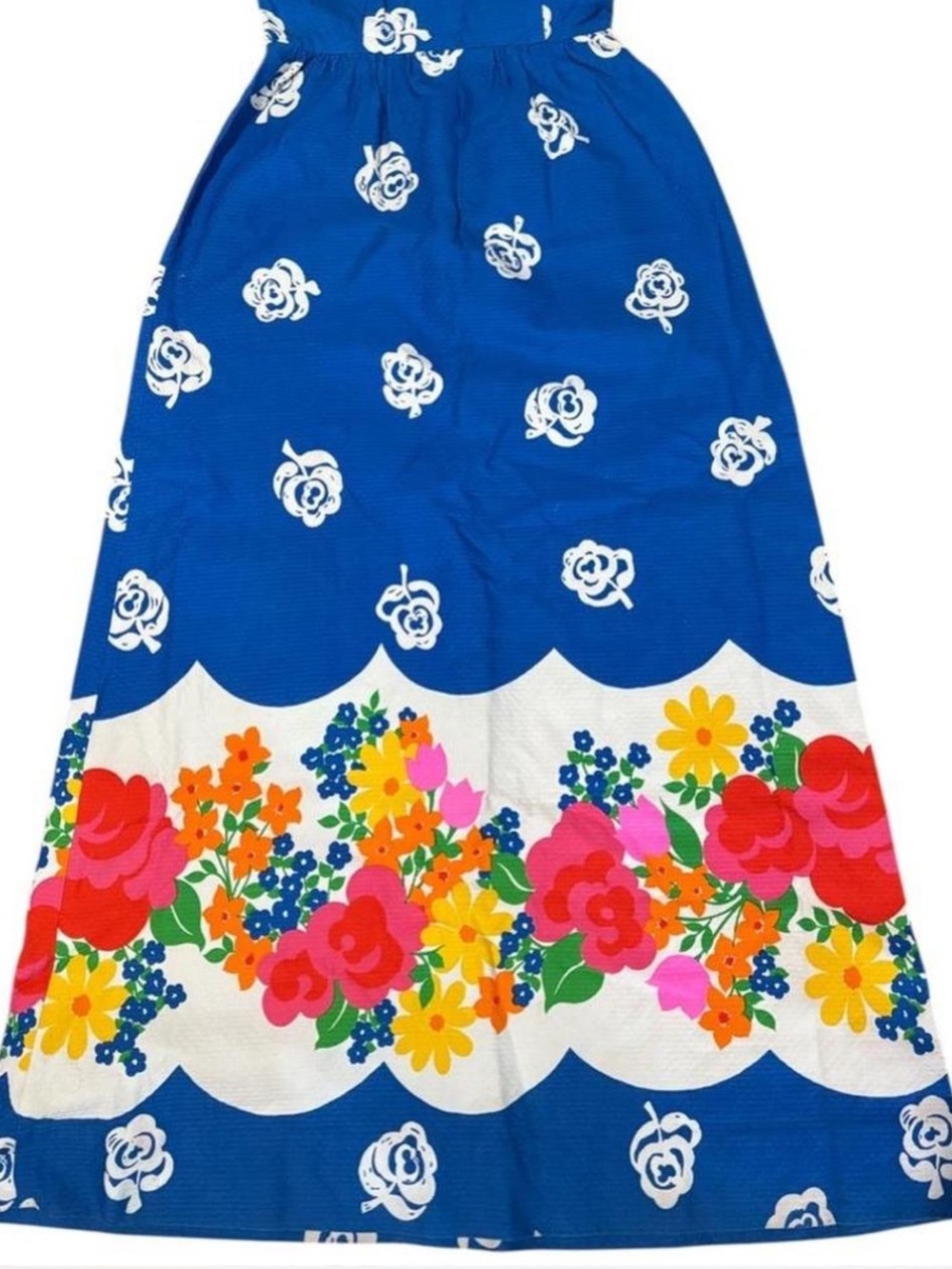 Vtg Malia Honolulu Floral Maxi Dress Halter Boho Resort A-Line Vacation Summer - Picture 7 of 7